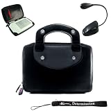 Kroo Kindle DX synthetic Leather Office Cover Case (Fits 6" Display, Latest Generation Kindle) + Includes a 4-inch Ebigvalue (TM) Determination Hand Strap +Includes a Black Mighty Light UltraFlex2 Bright LED eBook Reader Light
