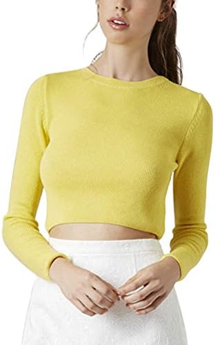 Mantos?Long Sleeve Crew Neck Essential Crop Top Sweater