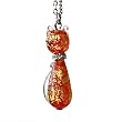 Handmade Cat Shaped Murano Glass with Gold Foil- Red