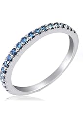 0.32 Carat Fancy Blue Diamond Wedding Anniversary Band Ring 10k White Gold