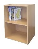 2-Tier Storage Bookcase w Adjustable Shelf in Natural Finish