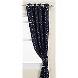 Best Home Fashion Star Print Thermal Insulated Blackout Curtains - Antique Bronze Grommet Top - Navy - 52"W x 63"L - (Set of 2 Panels)
