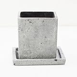 インテリアポット メーセ　キューブ皿付 S 9.5cm グレー ／植木鉢