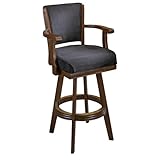 Hillsdale Classic Swivel Bar Stool with Tilt and Swivel, Cherry Finish Black Faux-Suede Fabric