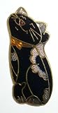 Black Cloisonne Smiling Cat Pin