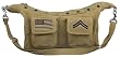 Vintage Khaki 2-Pocket Single Strap Bag with Stars and Military Emblems