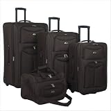 Ultra Lightweight North-West 4-Piece Expandable Luggage Set Color: Red