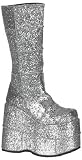 Men's Silver Glitter Platform Boots (Sz:Lg 12-13)