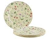 Gracie Bone China Sweet Pea 7-1/2-Inch Dessert Plate, Yellow, Set of 4