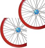 MEN JOIN Bankrupt Pair 700C Track/Fixie/Flip Flop Very Deep Section Red Alloy Bike Wheels