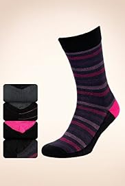 4 Pairs of Autograph Fine Striped Socks with Modal