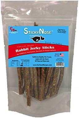 StickyNose Premium Rabbit Jerky Sticks in Resealable Bag, 8-Ounce