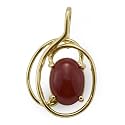 Red Coral Pendant in 14K Yellow Gold