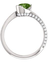 10K White Gold 7.00x5.00mm Oval Cut Green Tourmaline and Diamond Ring -- LIFETIME WARRANTY
