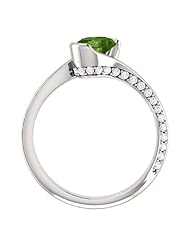 14K White Gold 7.00x5.00mm Oval Cut Green Tourmaline and Diamond Ring -- LIFETIME WARRANTY