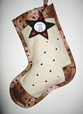 Americana Deco Hearts on Beige Quilting Christmas Stockings Handcrafted Keepsakes Personalized with Picture Frame - FREE Shipping