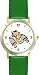 Torah Scroll with Star of David Judaica Jewish Theme - WATCHBUDDY&reg; DELUXE TWO-TONE THEME WATCH - Arabic Numbers - Green Leather Strap-Women's Size-Small