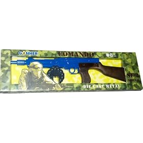 R133 Police Blue Coloured Die-Cast Metal 8 Shot Cap Tommy Gun