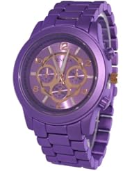 Ladies Geneva Boyfriend Chronograph Link Watch - Purple/Rose Gold