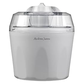Andrew James Ice Cream, Sorbet and Frozen Yoghurt Maker Machine 1.45 Litre + FREE 128 Page Recipe Book - As voted "Best Buy" Ice Cream Maker By Which Magazine