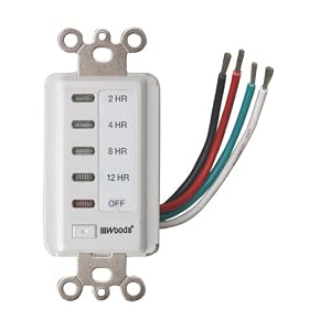 Woods 59014 Decora Style 12-8-4-2 Hour Preset Wall Switch Timer, White, 12-Hour