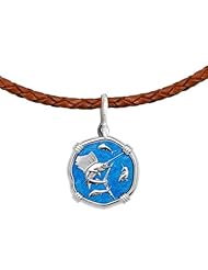 Guy Harvey Blue Enamel Sailfish Leather Necklace - 20in