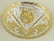 GERMAN SILVER HORSE HEAD/HORSESHOE WESTERN BUCKLE ~  4-1/4" x 3"  BUCKLE