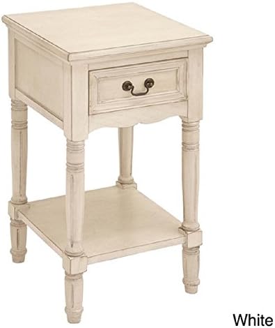 Antiqued Solid Wood Night Stand (White)