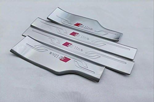 Carboson for Audi Q7 SUV Accessories Stainless Steel Inner Door Sill Protector Scuff Plate 2017 4-pc Set