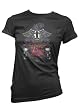 Rock Guitar Skull Womens T-shirt, Old School Tattoo Womens T-shirt