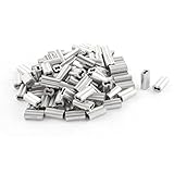 uxcell ワイヤロープ　スリーブ　アルミ製スリーブ　クリップ　シルバートーン　8状　ハードウェア　100個入