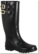 Chooka - Women's Premium Solid Black Double Buckle Rain Boots