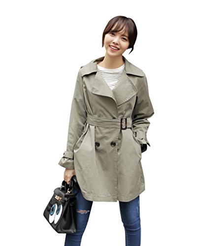 【 UN ANANAS 】 ダブル ボタン コットン トレンチコート レディース 韓国 スタイル 全2色