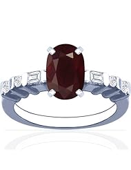 Platinum Cushion Cut Ruby Ring With Sidestones