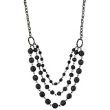 Vintage Black Triple-Strand Costume Necklace