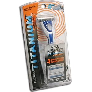 Schick Quattro Titanium Power Razor w/ 4 Bonus Refill Blades & Battery Included