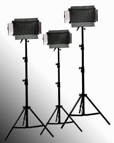 ePhoto 3 x 500 LED Video Panel Perfect Daylight White Balance Photography Video Light Panel with 3 light Stands lighting Set by ePhotoINC ULS500x3