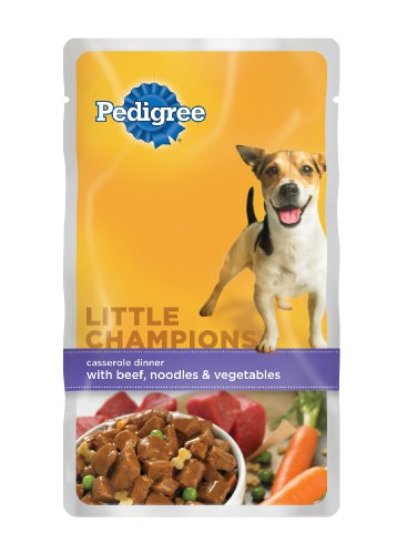 Pedigree Little Champions Casserole Dinner with Beef, Noodles & Vegetables Food for Dogs, 5.3-Ounce Pouches (Pack of 24)