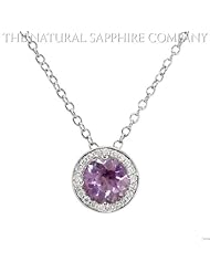 1.36ct Natural Purple Sapphire set in 18k White Gold Pendant with .14cts of Diamonds