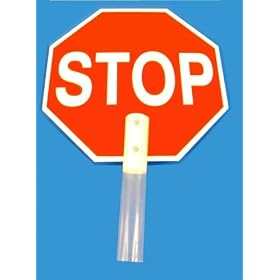 Large 14 Metal Hand-Held Stop Sign - Dual Sided