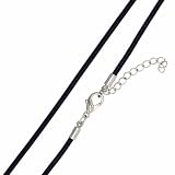Black Leather Cord Necklace with extender - 1.5mm (16 - 20 Length Available)