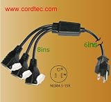 Conntek 6ins +8 ins Power Splitter NEMA 5-15P to NEMA 5-15Rx3 05360