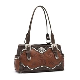 American West Round-Up Collection East West 3 Compartment Tote w  Side Pockets Leather