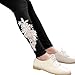 LOCOMO Women Girl Lace Crochet Floral Flower Pattern Pant Legging FFT153BLKWHT