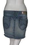 DENIM OF VIRTUE Faded Jean Mini Skirt in Blue