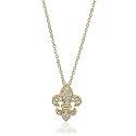 14K Gold Vermeil Cubic Zirconia CZ Small Fleur De Lis Pendant Necklace