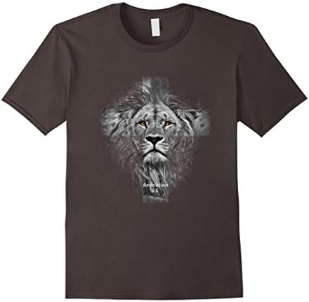 Men's Lion Cross Christian t shirt - Revelation 5:5 2XL Asphalt