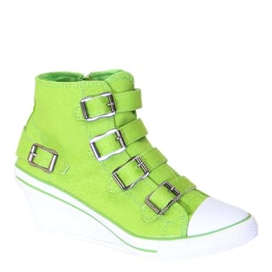 green wedge sneakers
