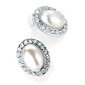 Pearl & Crystal Pierced Fashion Earrings White & Silver