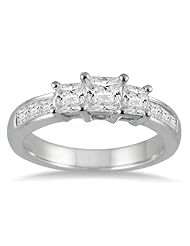 1.50 Carat Princess Cut Diamond Three Stone Ring in 14K White Gold